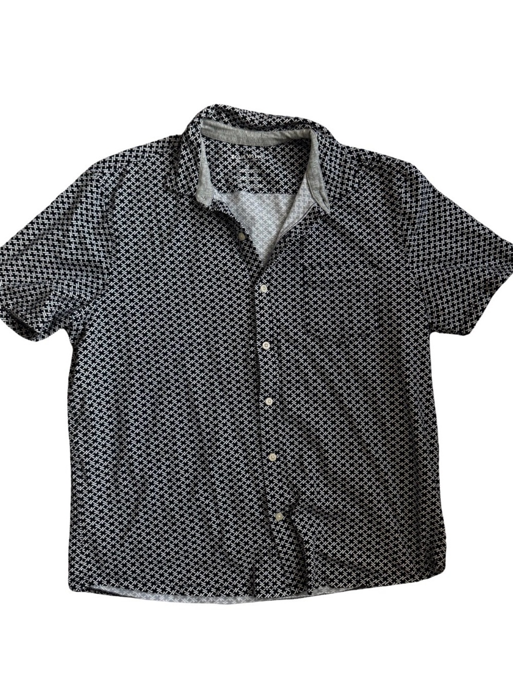 Tailor Vintage navy & White Geometric Short-Sleeve Button-Down Shirt